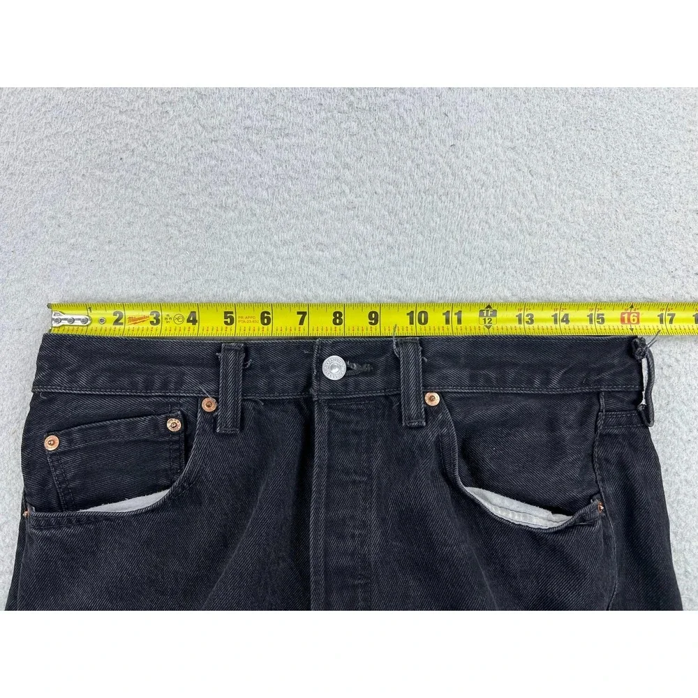 Levis 501 Jeans Mens 33x32 Black Regular Straight Denim Button Fly Charcoal Wash